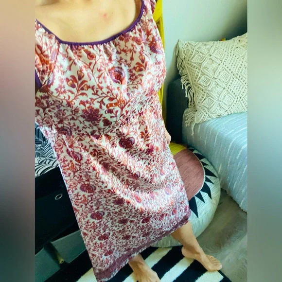 Michel Klein Paris babydoll waist floral dress size medium - Picture 2 of 8